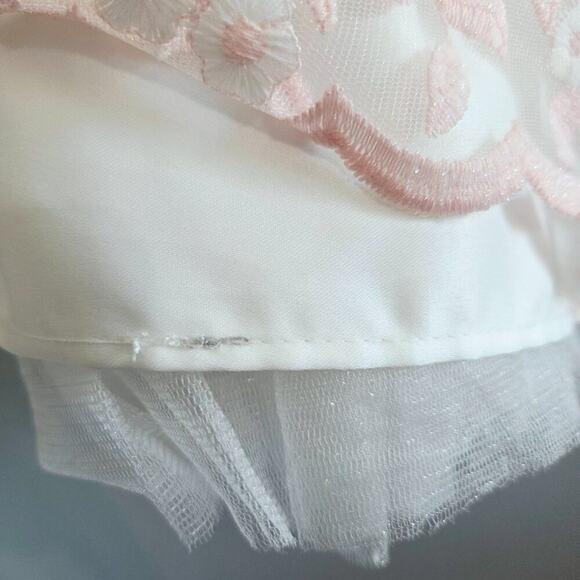 American Princess White Dress Girl Sz 7 Embroidered Florals, Pearls, Flower Girl - Picture 10 of 12